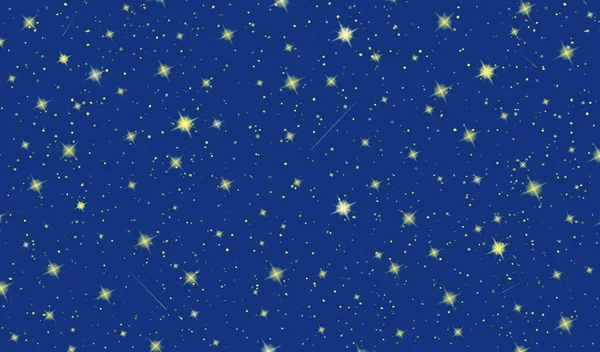 Cielo Nocturno Estrellado Fondo Horizontal Muchas Estrellas Brillantes Ilustración Del — Archivo Imágenes Vectoriales