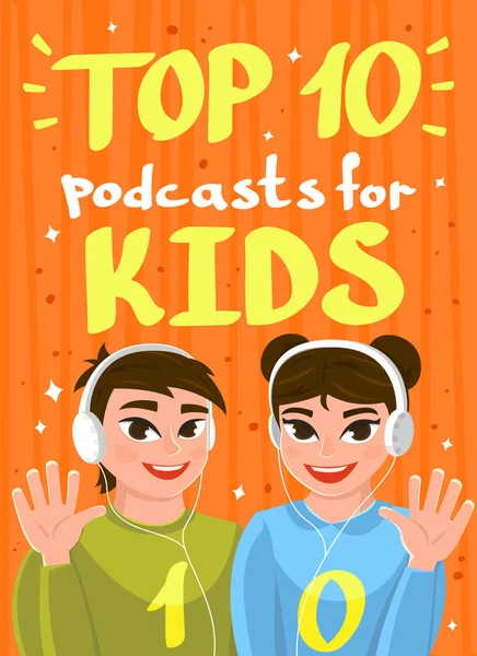 Top Podcasts Για Παιδιά Web Banner Διανυσματική Απεικόνιση — Διανυσματικό Αρχείο