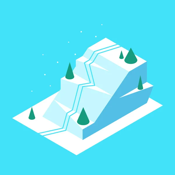 Polygonal Mountain Skiing Snowboarding Isometric Style Vector Illustration — Stock Vector