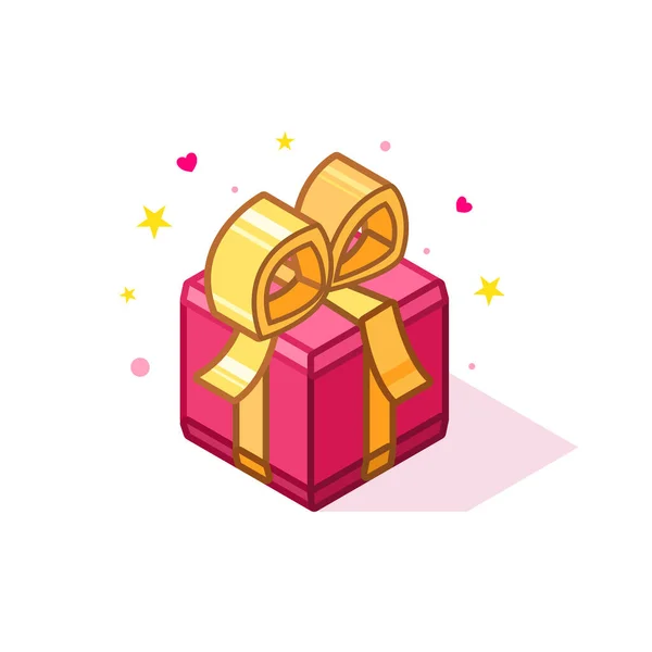 Isométrico Color Rosa Caja Regalo Decorado Arco Color Oro Ilustración Vectores De Stock Sin Royalties Gratis