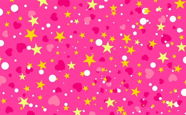 Dolly Fondo Rosa Con Confeti Forma Corazones Círculos Estrellas Fondo Vectores de stock libres de derechos