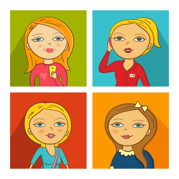 Illustration des visages des femmes — Image vectorielle