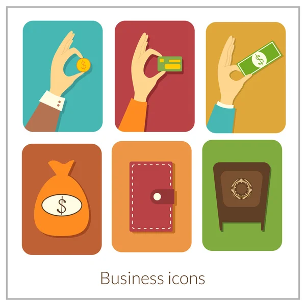 Iconos rectangulares de negocios con esquinas redondeadas — Archivo Imágenes Vectoriales