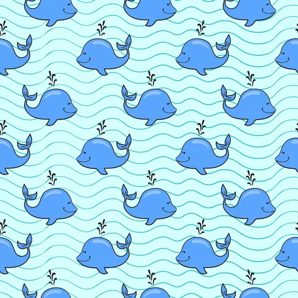 Baleines sur fond bleu océan — Image vectorielle