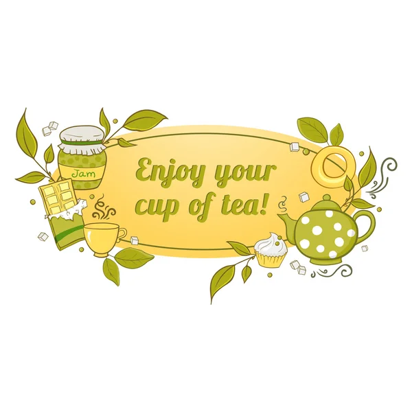 Tea and sweets label — Stock Vector