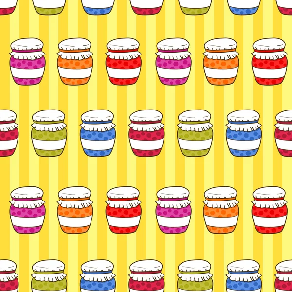 Kleurrijke potten met jam in doodle stijl — Stockvector