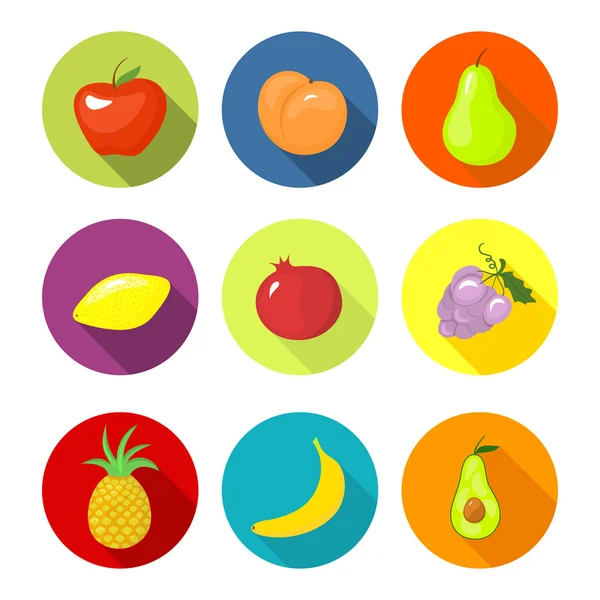 Establecer iconos redondos con fruta — Vector de stock