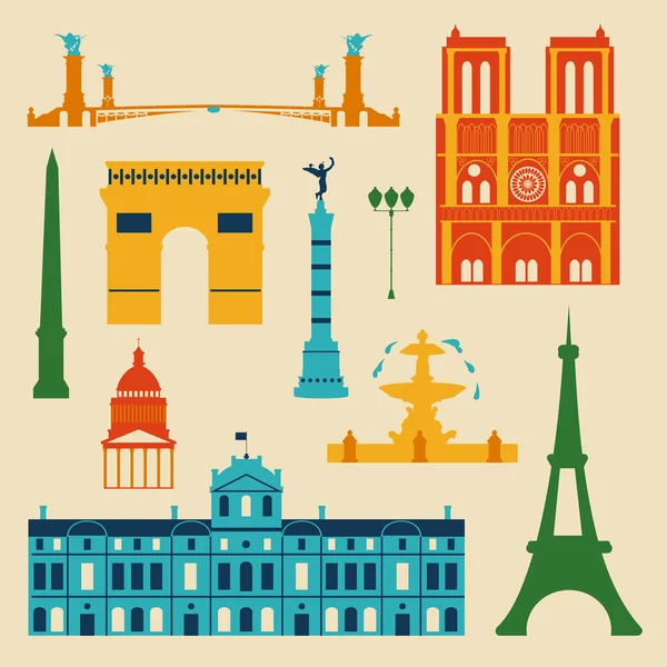 Lugares de interés de Francia — Vector de stock