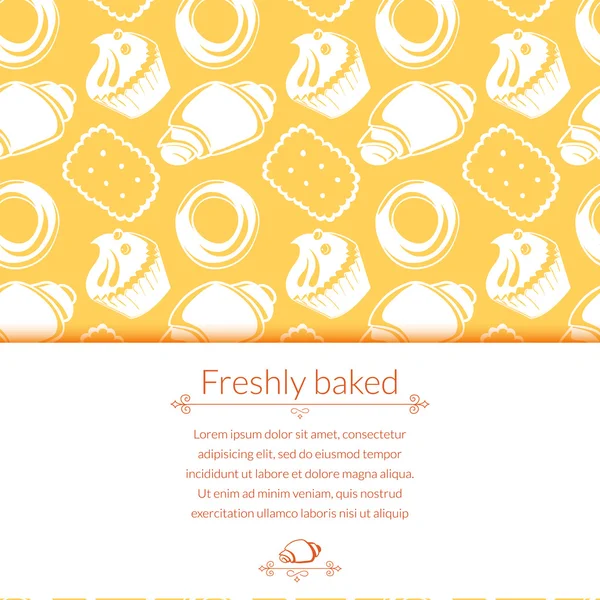 Pastries in doodle style with place for text — Stock Vector