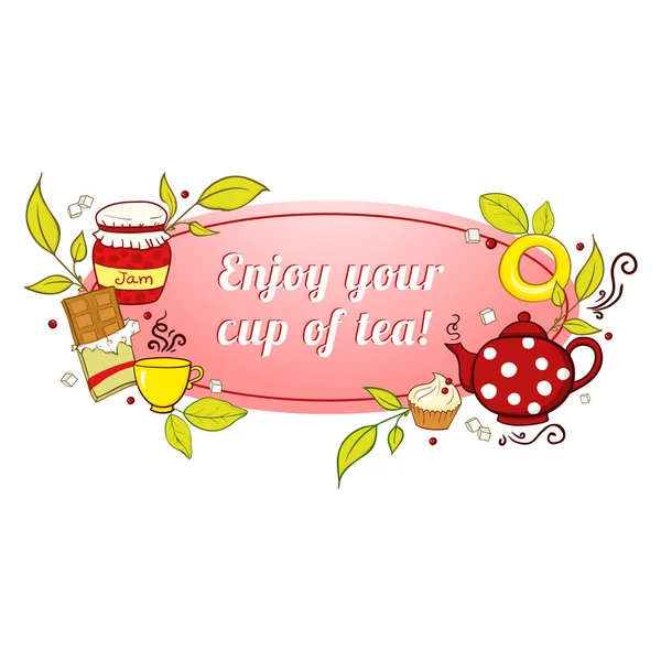Tea and sweets label — Stock Vector