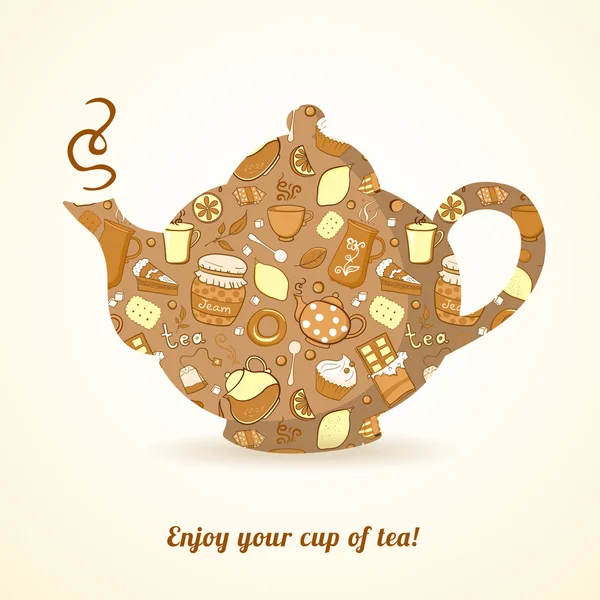 壶茶孤立的图案背景 — 图库矢量图片