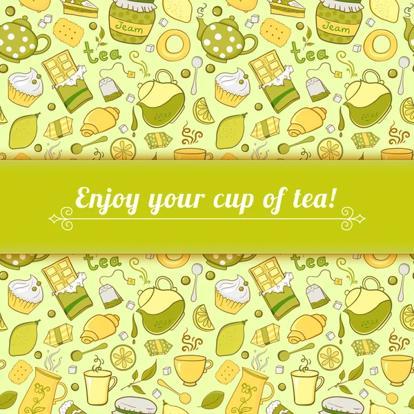 Tea and sweets background — Stock Vector