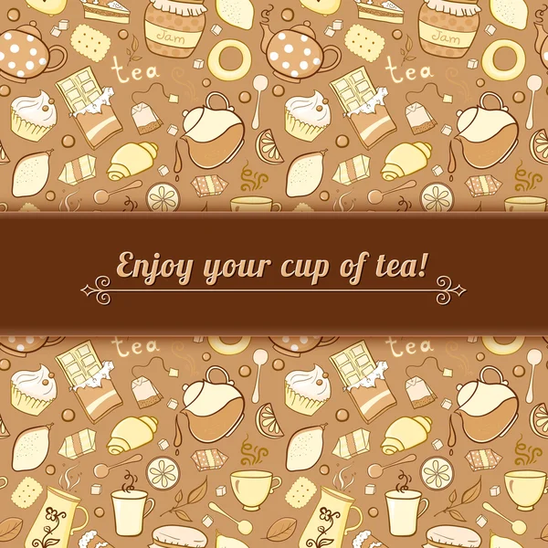 Tea and sweets background — Stock Vector