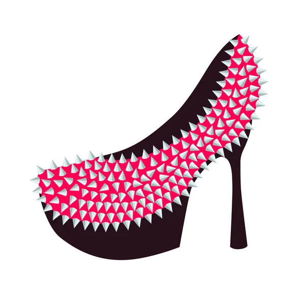 Kvinnors högklackade rosa skor dekorerad med nitar — Stock vektor