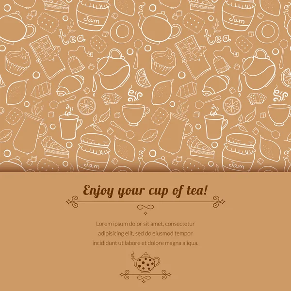 Tea and sweets background — Stock Vector