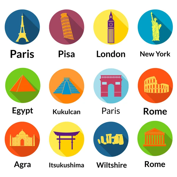 Emblèmes du monde icônes — Image vectorielle