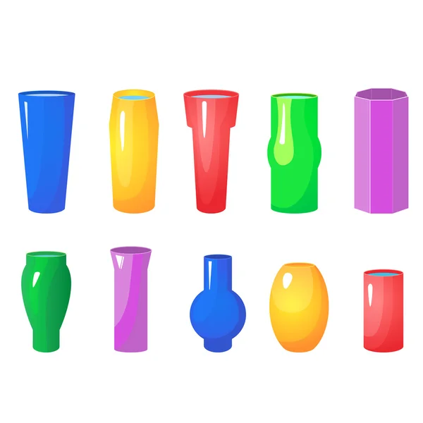 Conjunto de vasos de flores coloridas — Vetor de Stock