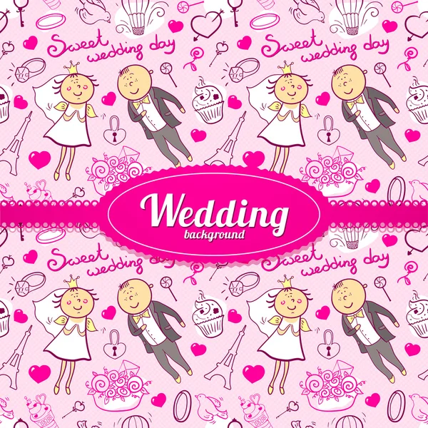 Wedding illustration in cartoon style — Stock Vector