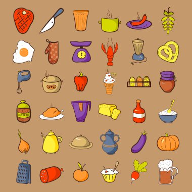 Food icons set clipart