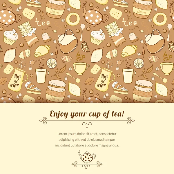 Tea and sweets background — Stock Vector