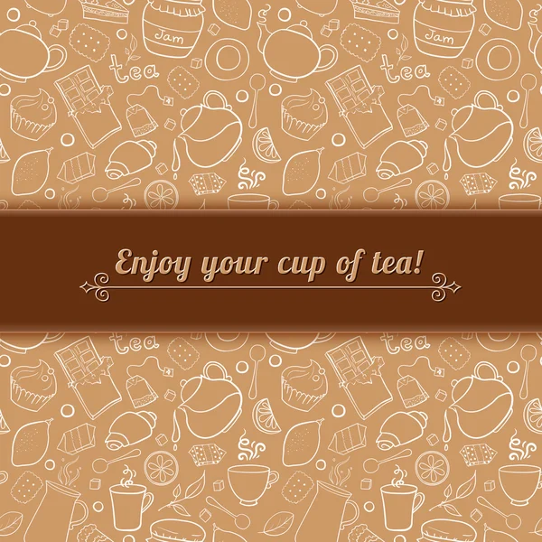 Tea and sweets background — Stock Vector