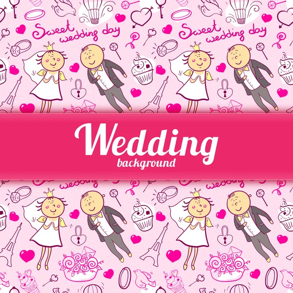 Illustrazione di nozze in stile cartone animato — Vettoriale Stock