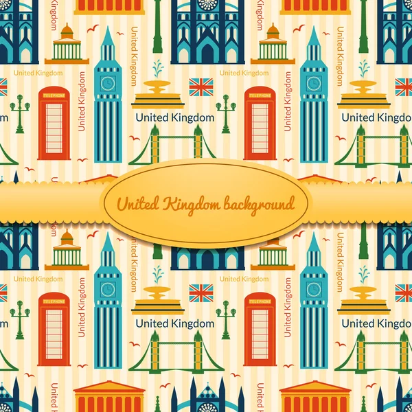 Landmarks of United Kingdom background — Stock Vector