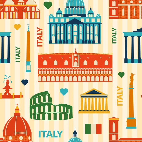 Landmarks of Italy seamless pattern — Stock Vector