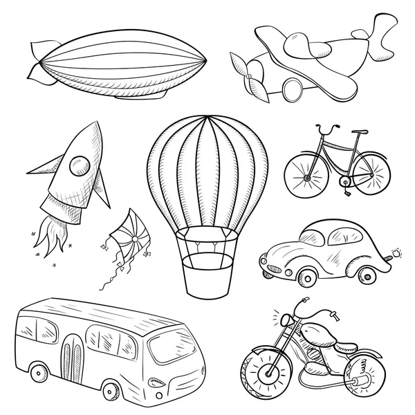 Croquis des moyens de transport — Image vectorielle