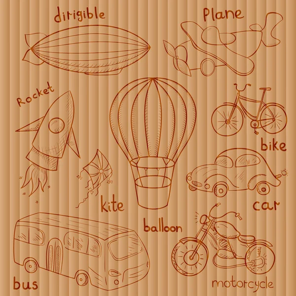 Skizzen von Transportmitteln — Stockvektor
