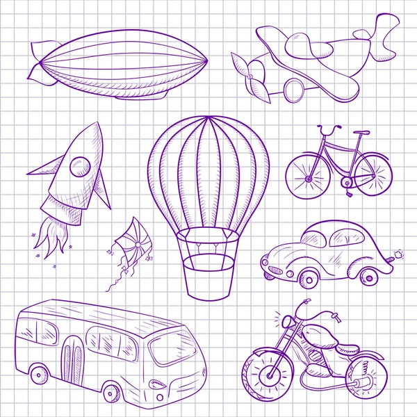 Sketches means of transport — Stock Vector