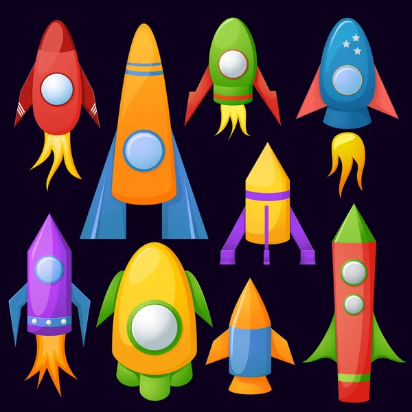 Cartoon rockets set — Stock Vector