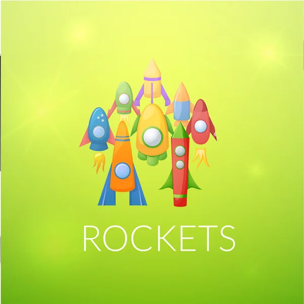 Cartoon rocket set — Stock Vector