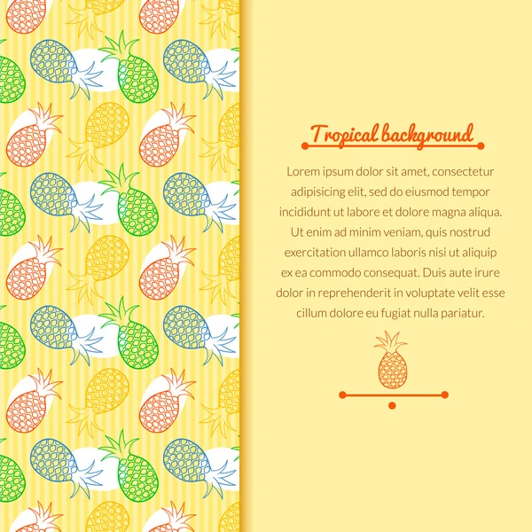 Pineapple background with space for text — Stock Vector