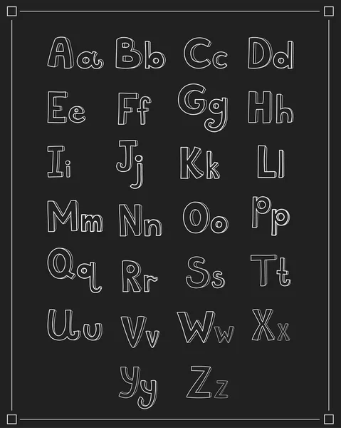 Alfabeto su tavola nera backgrounde — Vettoriale Stock