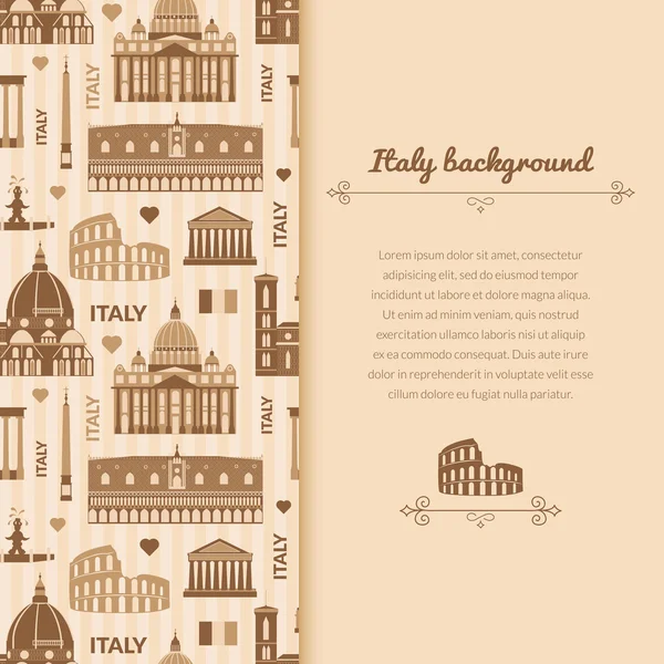 Landmarks of Italy background with space for text — Stock Vector