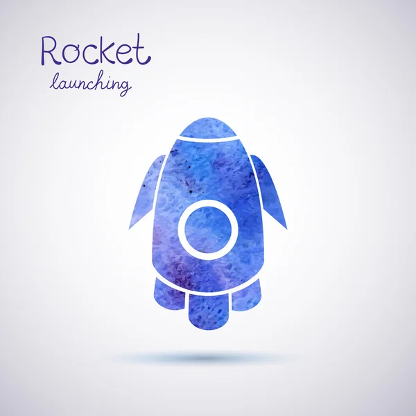 Watercolor rocket icon — Stock Vector