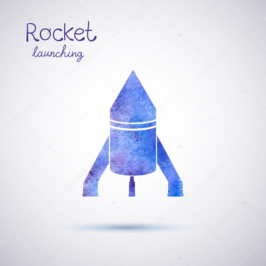Watercolor rocket icon