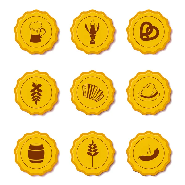 Icons of beer caps — Stock Vector