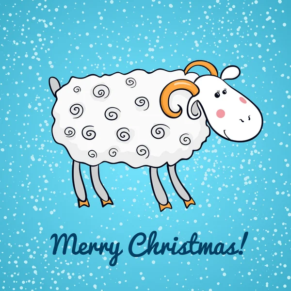 羊在落雪的背景 — 图库矢量图片