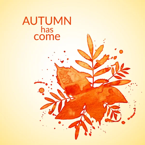 Outono aquarela rowan folhas e spray — Vetor de Stock