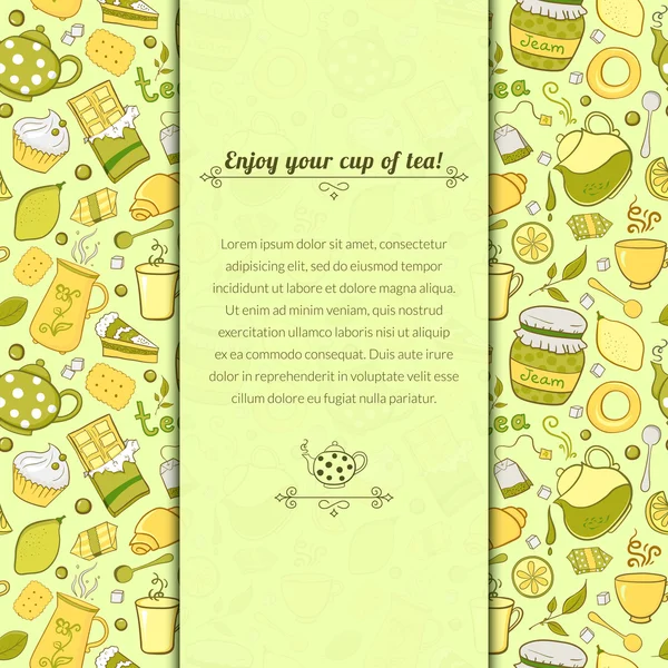 Thé et bonbons illustration pour carte modèle — Image vectorielle