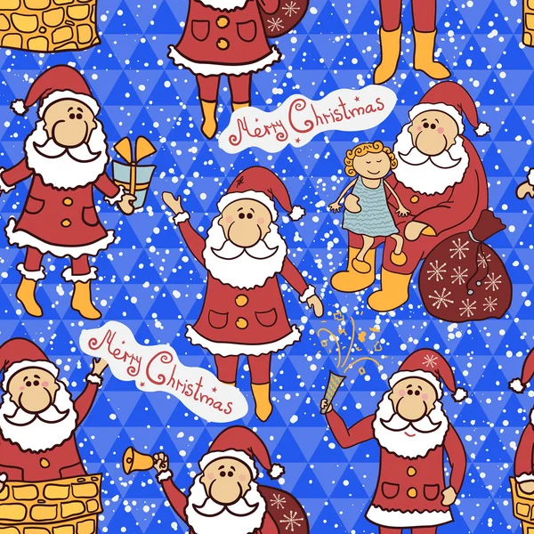 Christmas seamless pattern with Santa Claus — Stock Vector