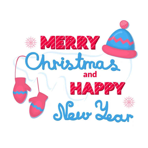 Veselé Vánoce a šťastný nový rok dovolená nápis Stock Vektory