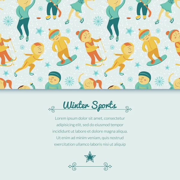 Deportes de invierno fondo con niños — Archivo Imágenes Vectoriales
