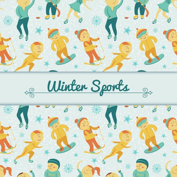 Vintersport bakgrund med barn — Stock vektor