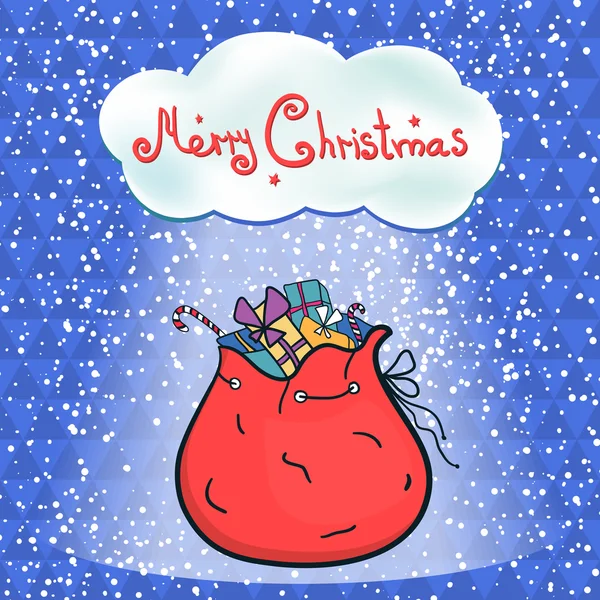 Offene Tüte voller Geschenke Weihnachtsmann — Stockvektor