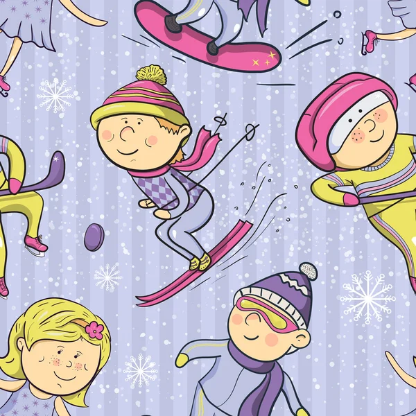 Sports d'hiver, motif sans couture — Image vectorielle