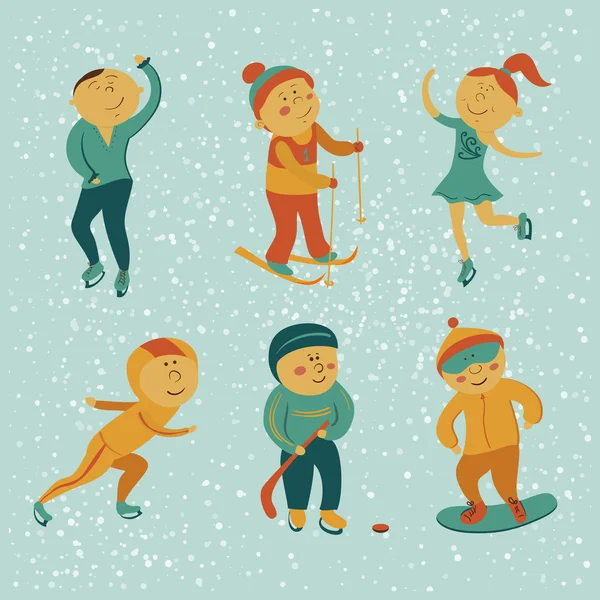 Deportes de invierno conjunto — Vector de stock