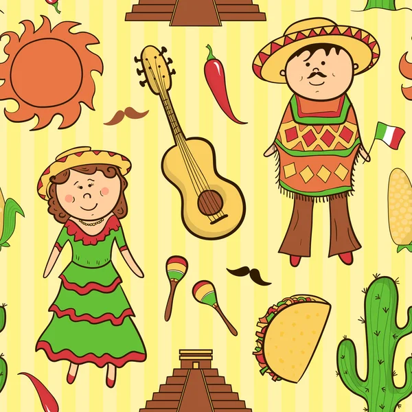 Mexicaanse cultuur naadloze patroon — Stockvector